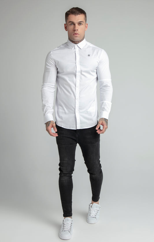 SikSilk L/S Standard Collar Shirt - White