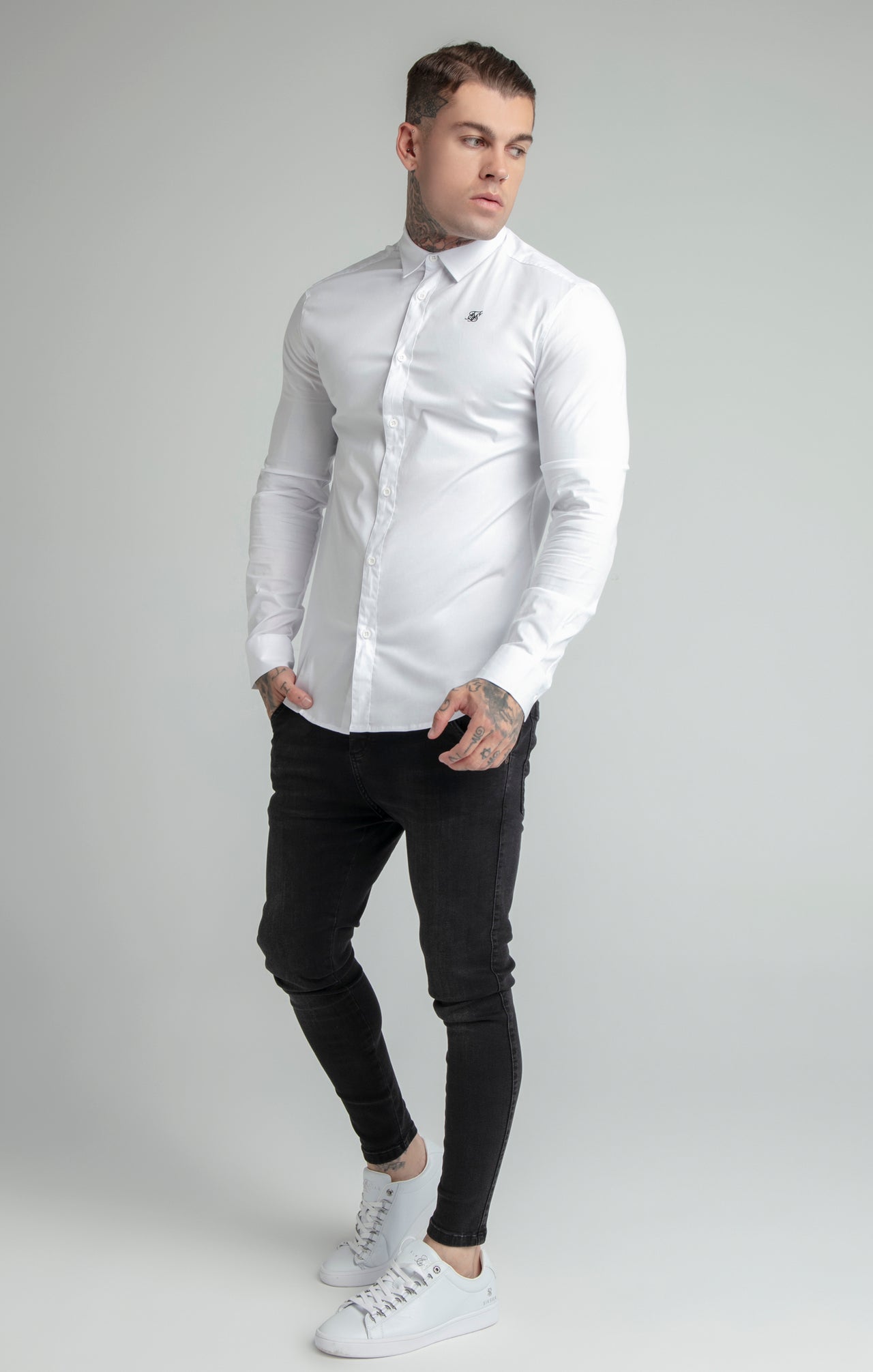 SikSilk L/S Standard Collar Shirt - White (3)