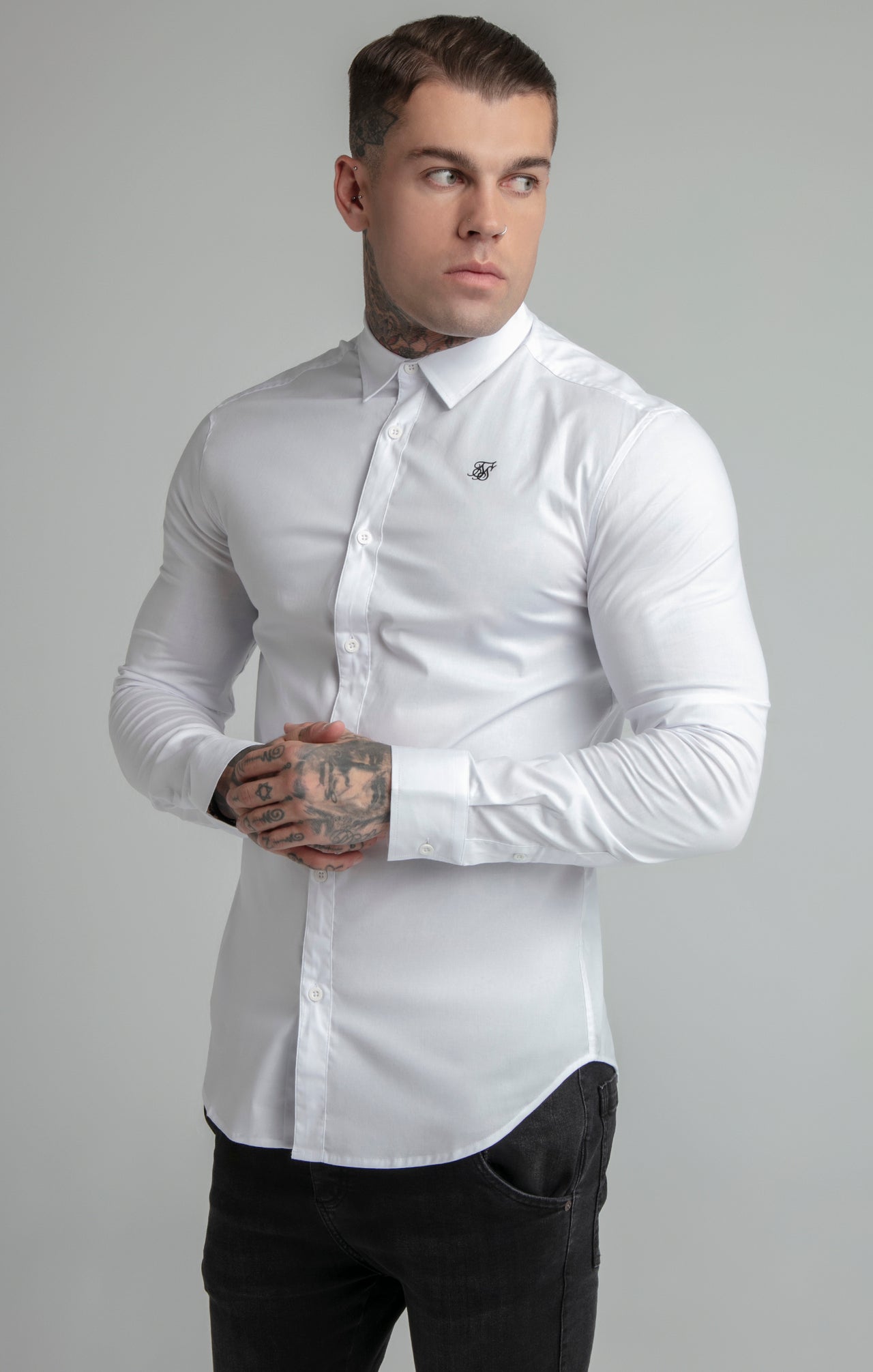 SikSilk L/S Standard Collar Shirt - White (1)