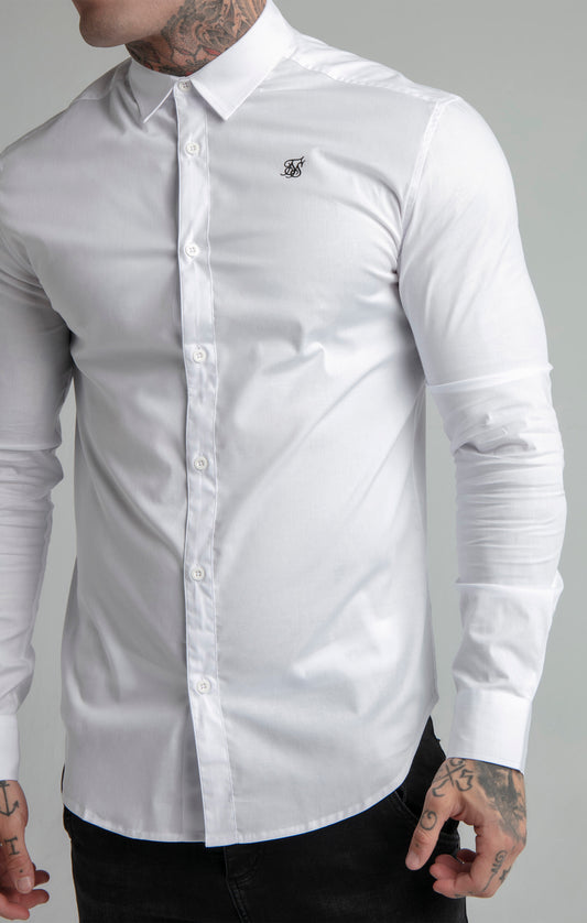 SikSilk L/S Standard Collar Shirt - White