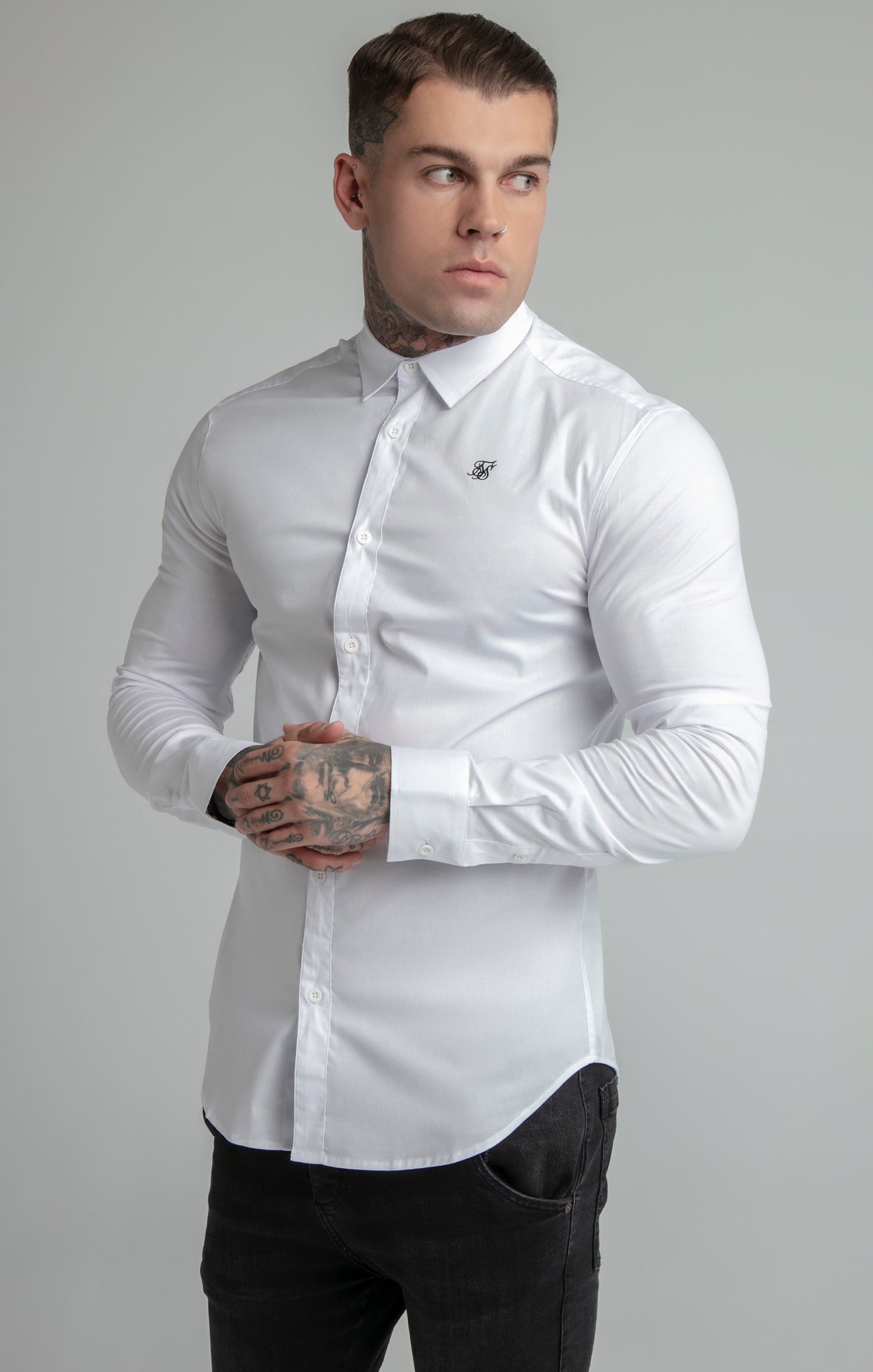 Load image into Gallery viewer, SikSilk L/S Standard Collar Shirt - White