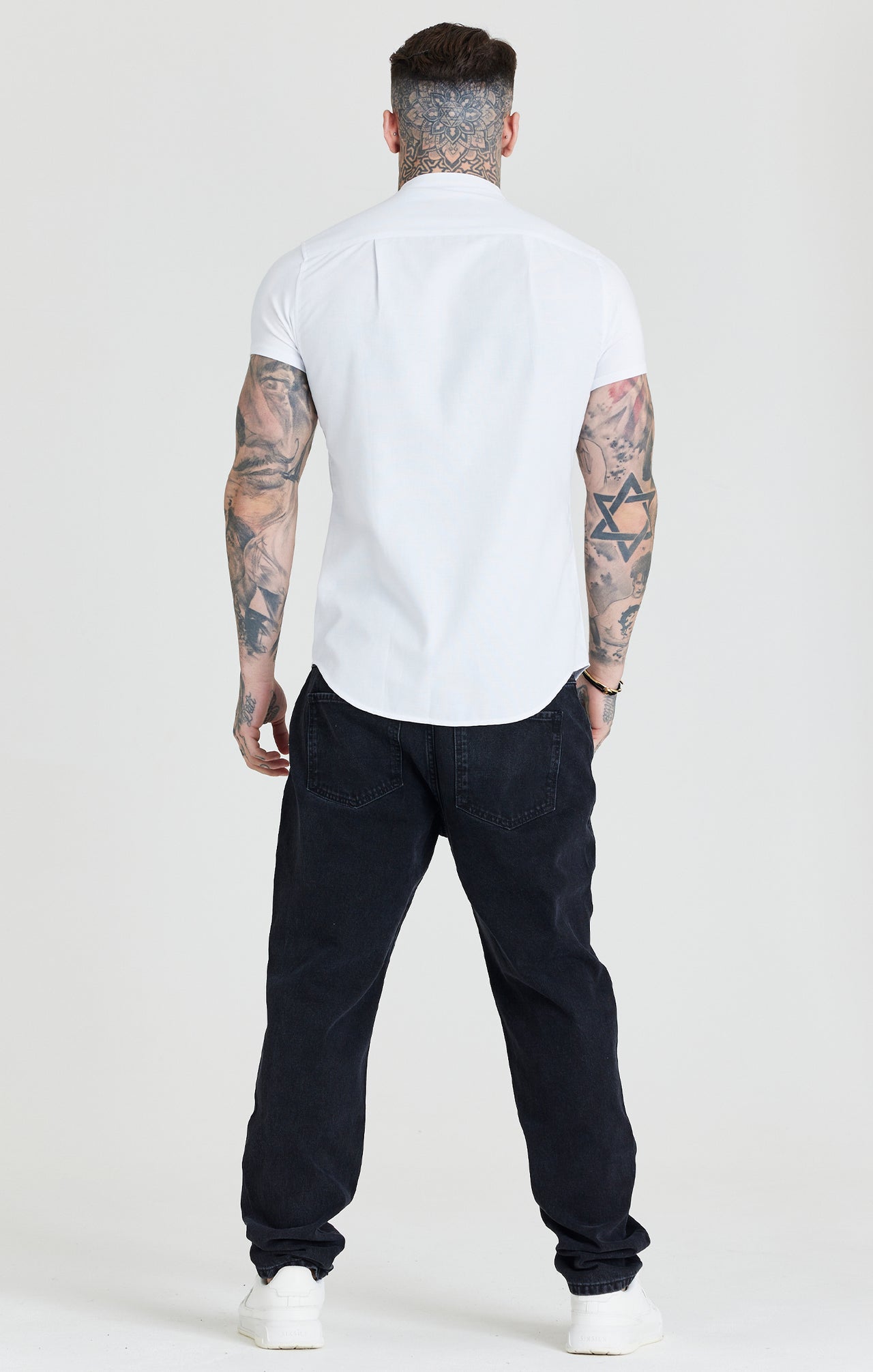 SikSilk S/S Grandad Collar Shirt - White (4)