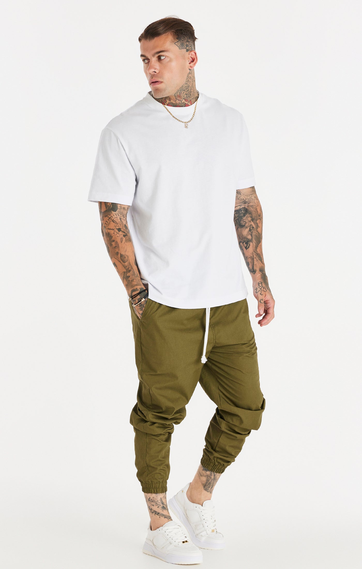 Load image into Gallery viewer, Khaki Essential Relaxed Trousers (4)