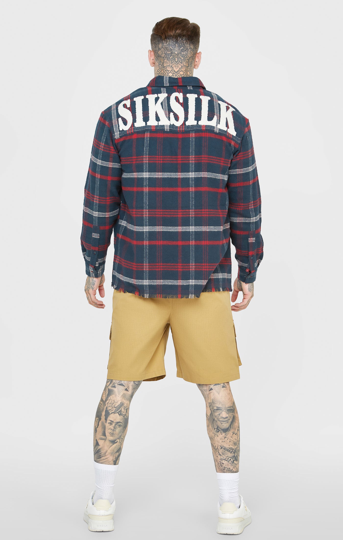 SikSilk Toweling Logo長袖チェックシャツ-