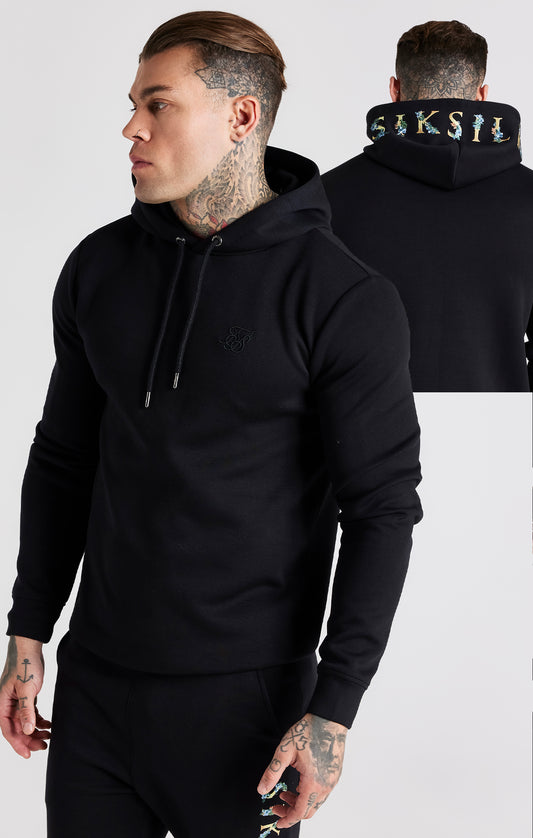 Black Floral Embroidered Hoodie