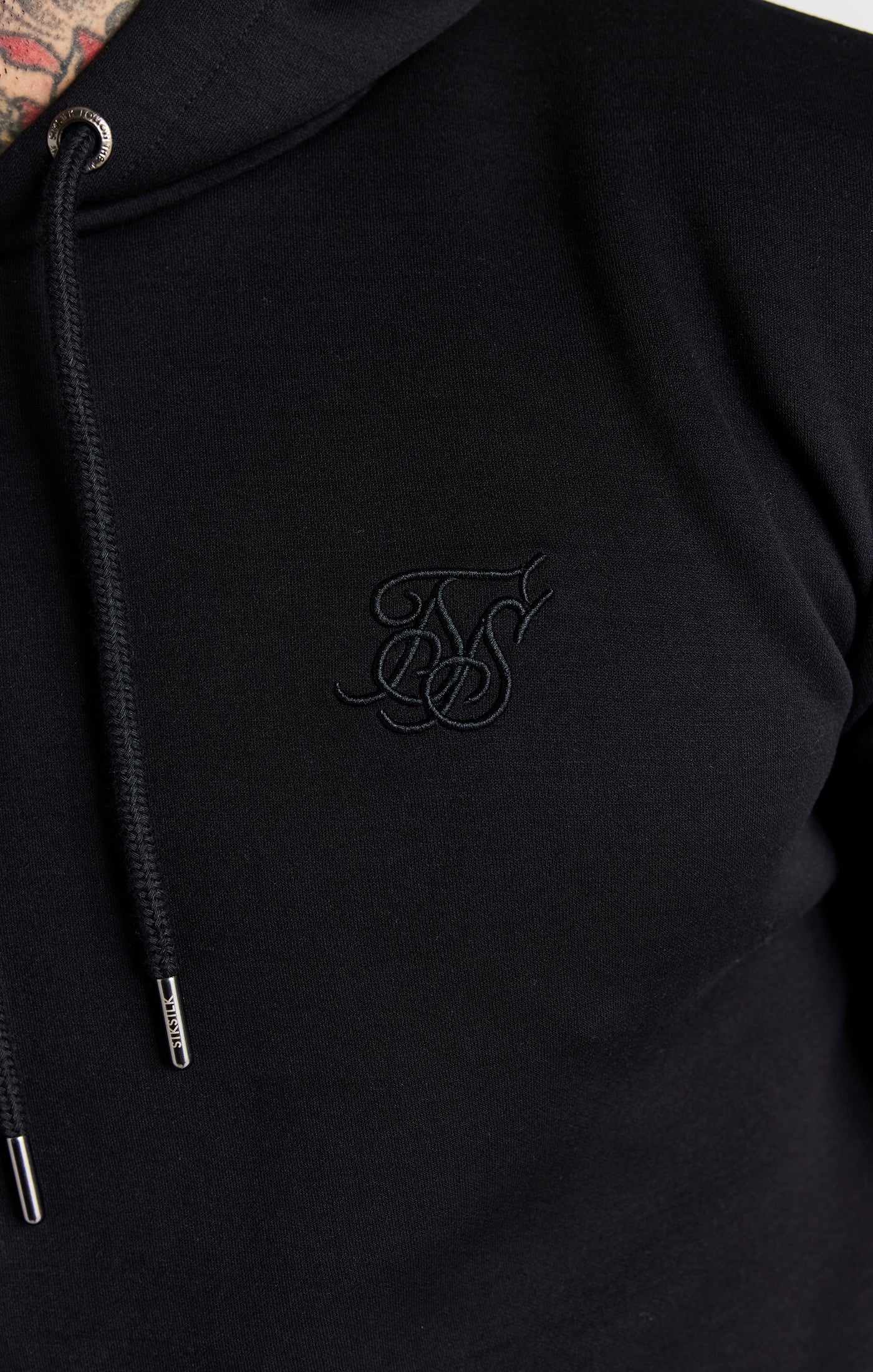 Black Floral Embroidered Hoodie