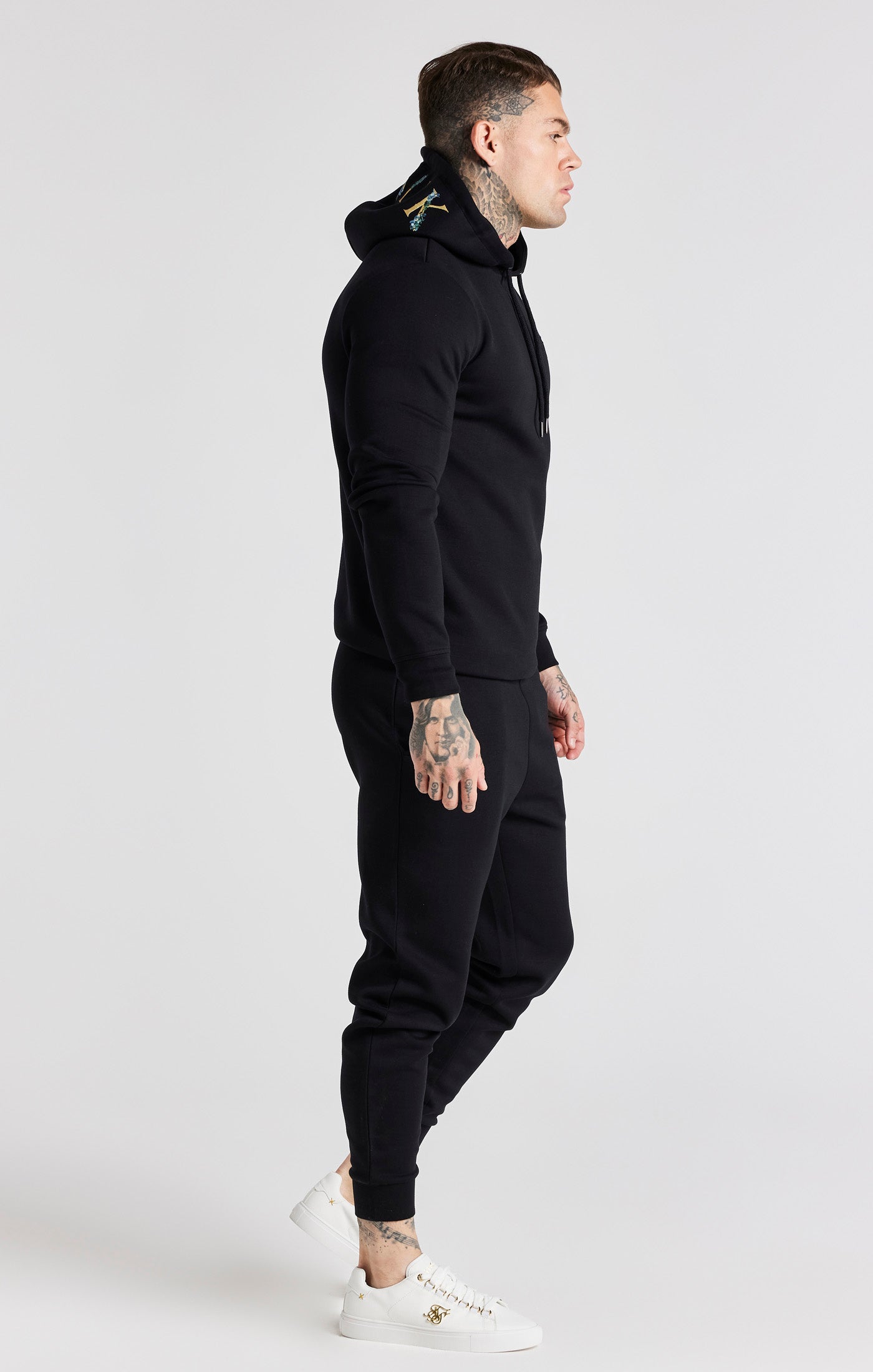 Black Floral Embroidered Hoodie