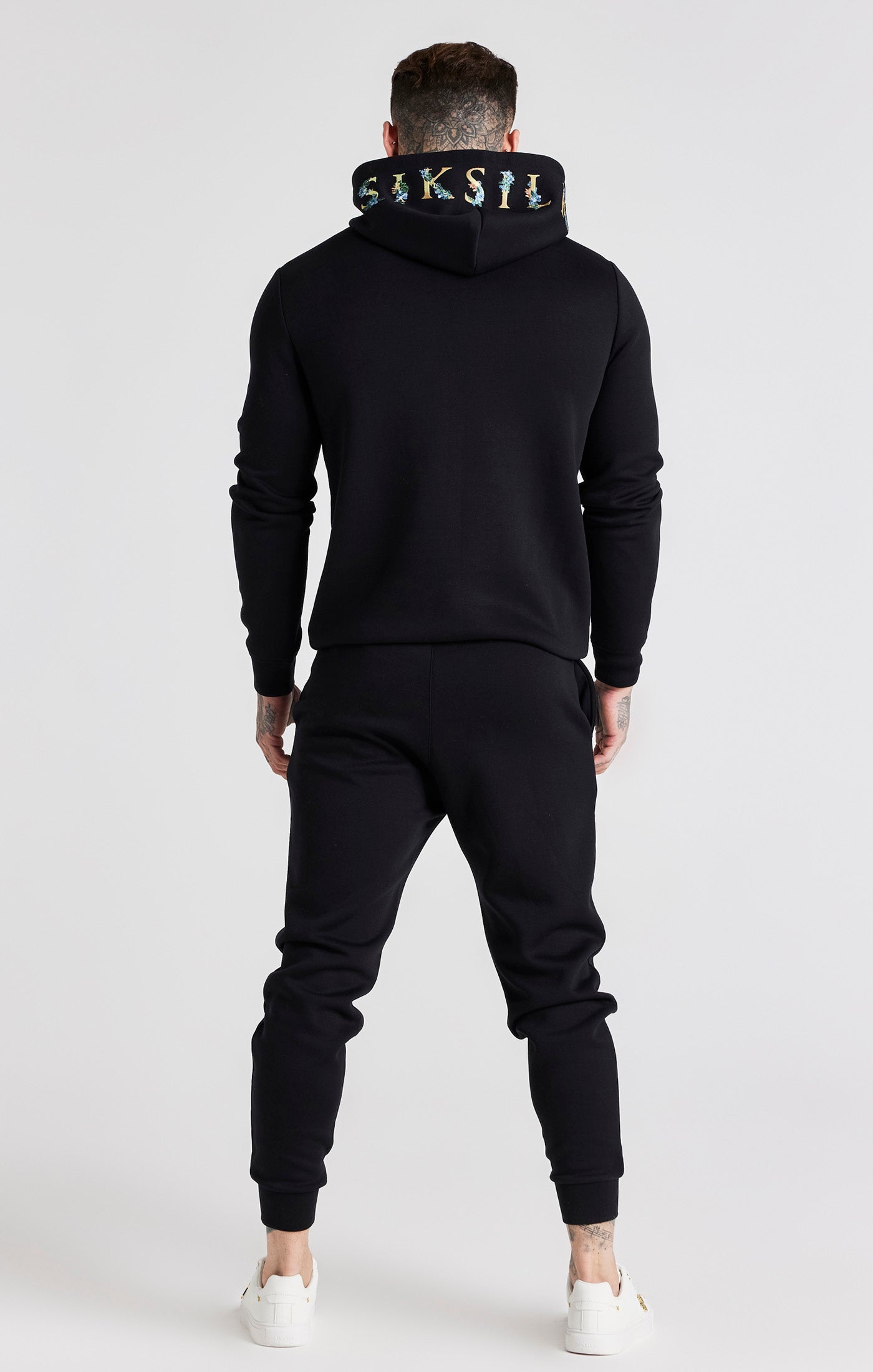 Black Floral Embroidered Hoodie
