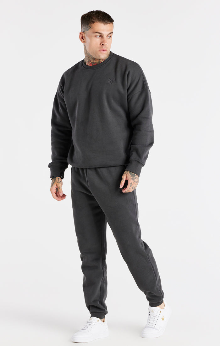 Load image into Gallery viewer, Black Oversized Sweatshirt And Jogger Tracksuit Set (6)