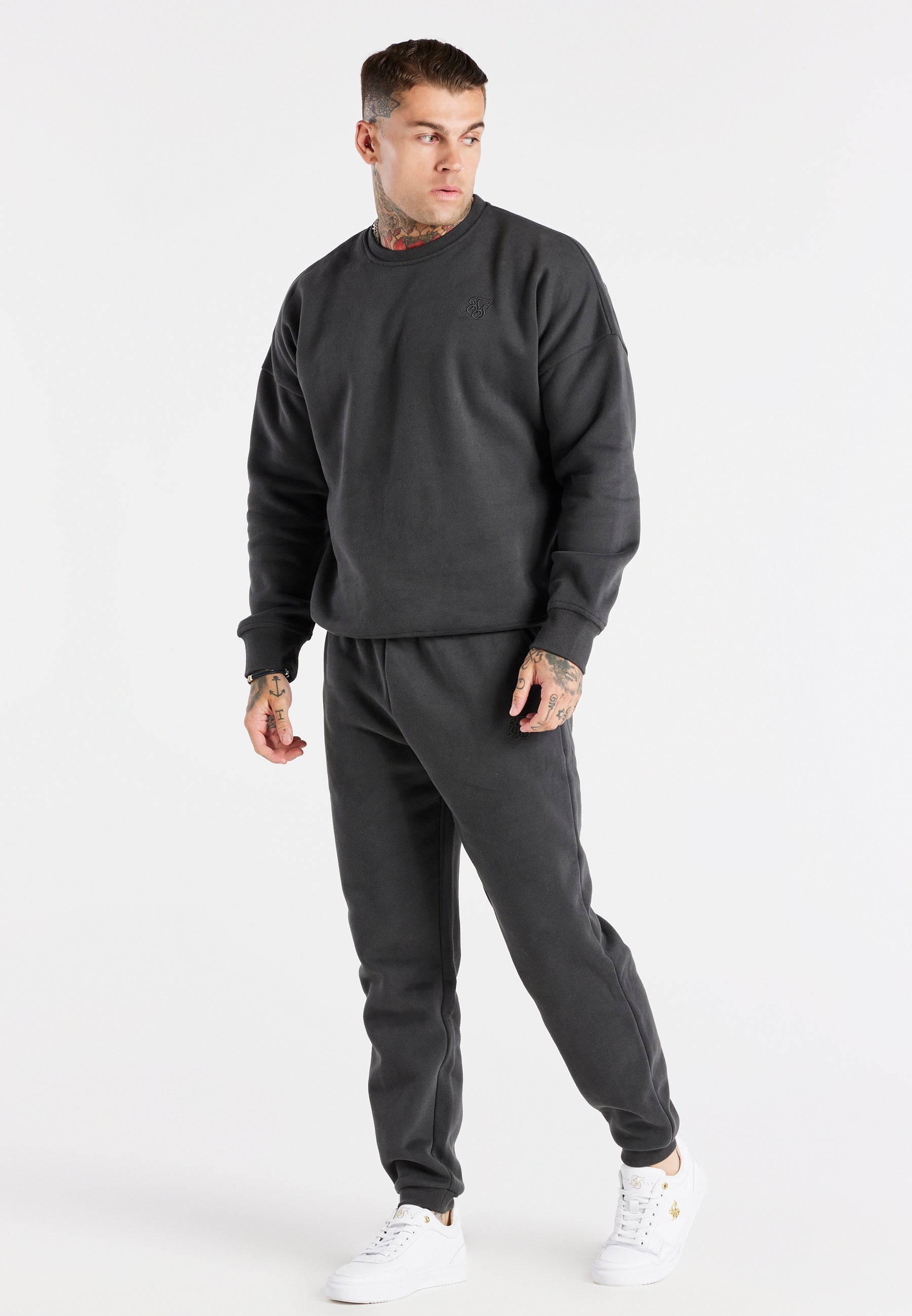 Load image into Gallery viewer, Black Oversized Sweatshirt And Jogger Tracksuit Set (1)