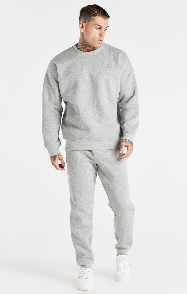 Grey Oversized Sweatshirt And Jogger Tracksuit Set