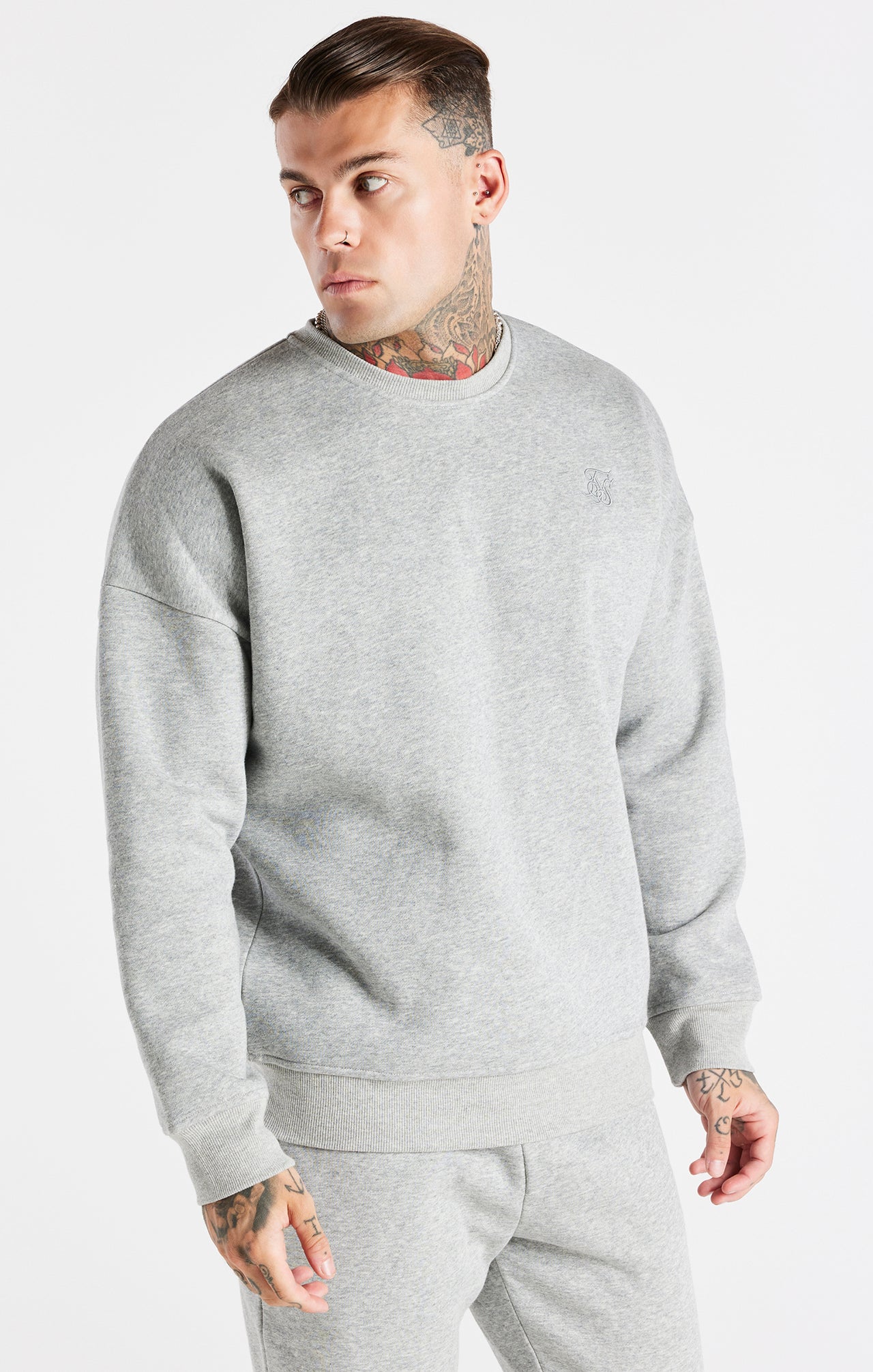 Grey Oversized Sweatshirt And Jogger Tracksuit Set (1)