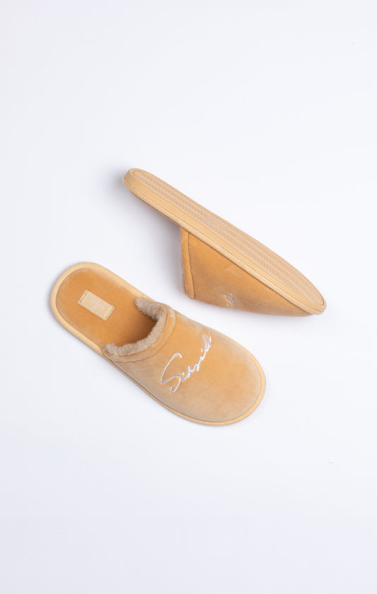 Beige Slipper With Embroidered Logo
