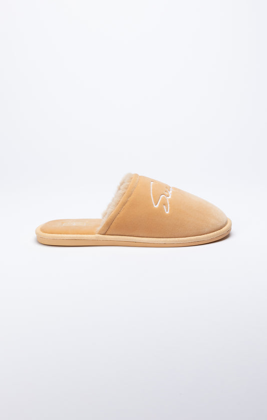 Beige Slipper With Embroidered Logo