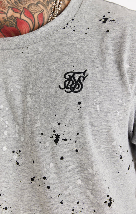 SikSilk Paint Splatter Tee - Grey Marl