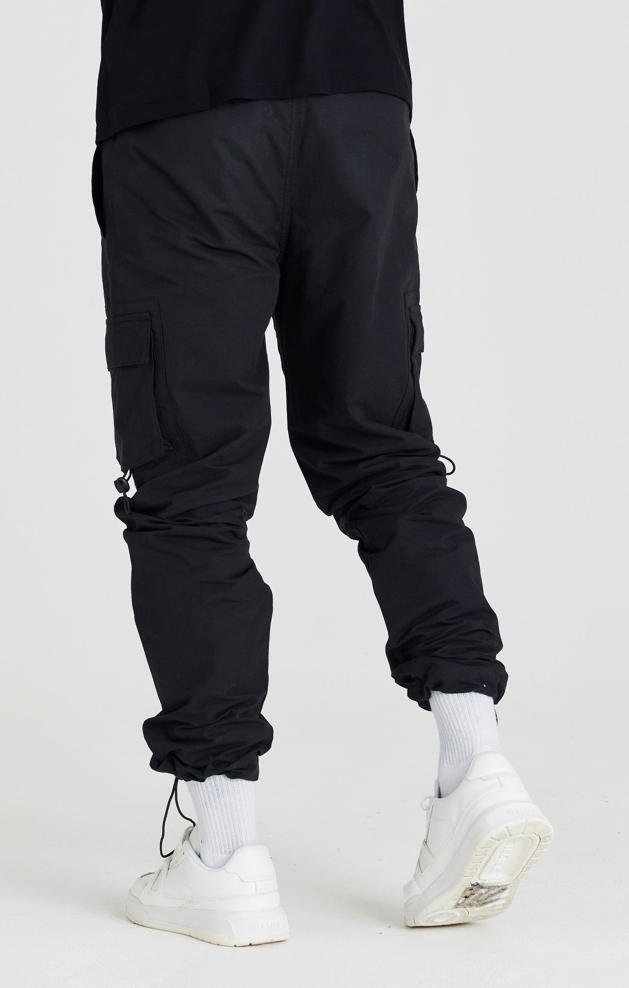 SikSilk Relaxed Toggle Cuff Cargo Pants - Washed Black (2)