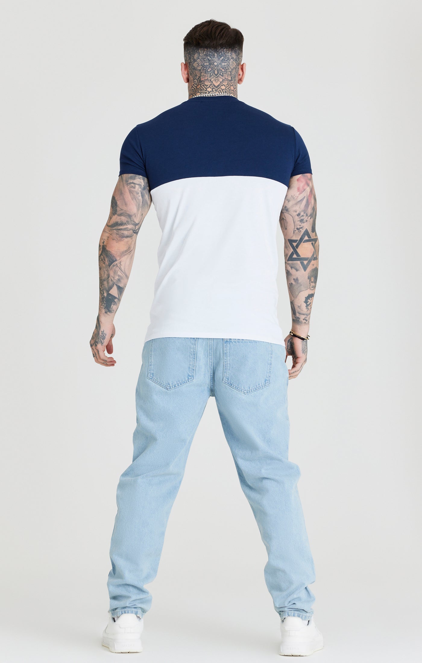 Load image into Gallery viewer, Navy Cut And Sew Muscle Fit T-Shirt (4)
