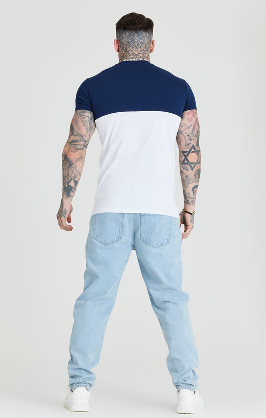 Navy Cut And Sew Muscle Fit T-Shirt