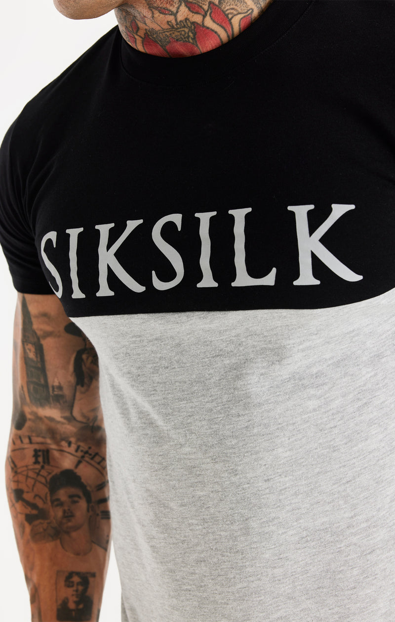 Black Cut And Sew Muscle Fit T-Shirt (1)