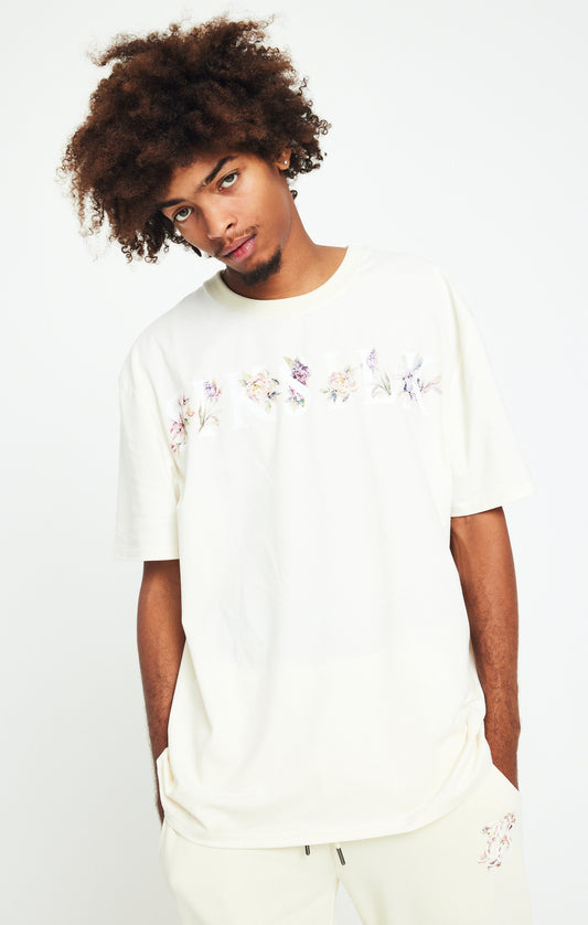 Ecru Floral Oversized T-Shirt