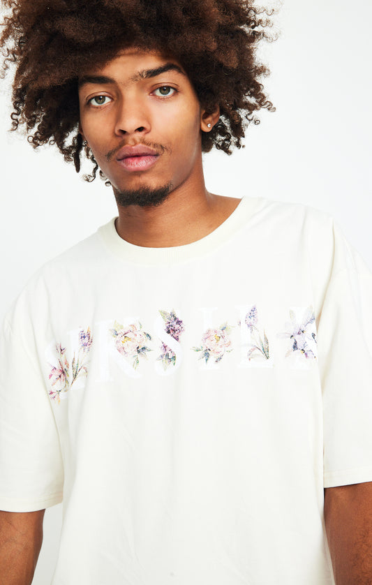Ecru Floral Oversized T-Shirt