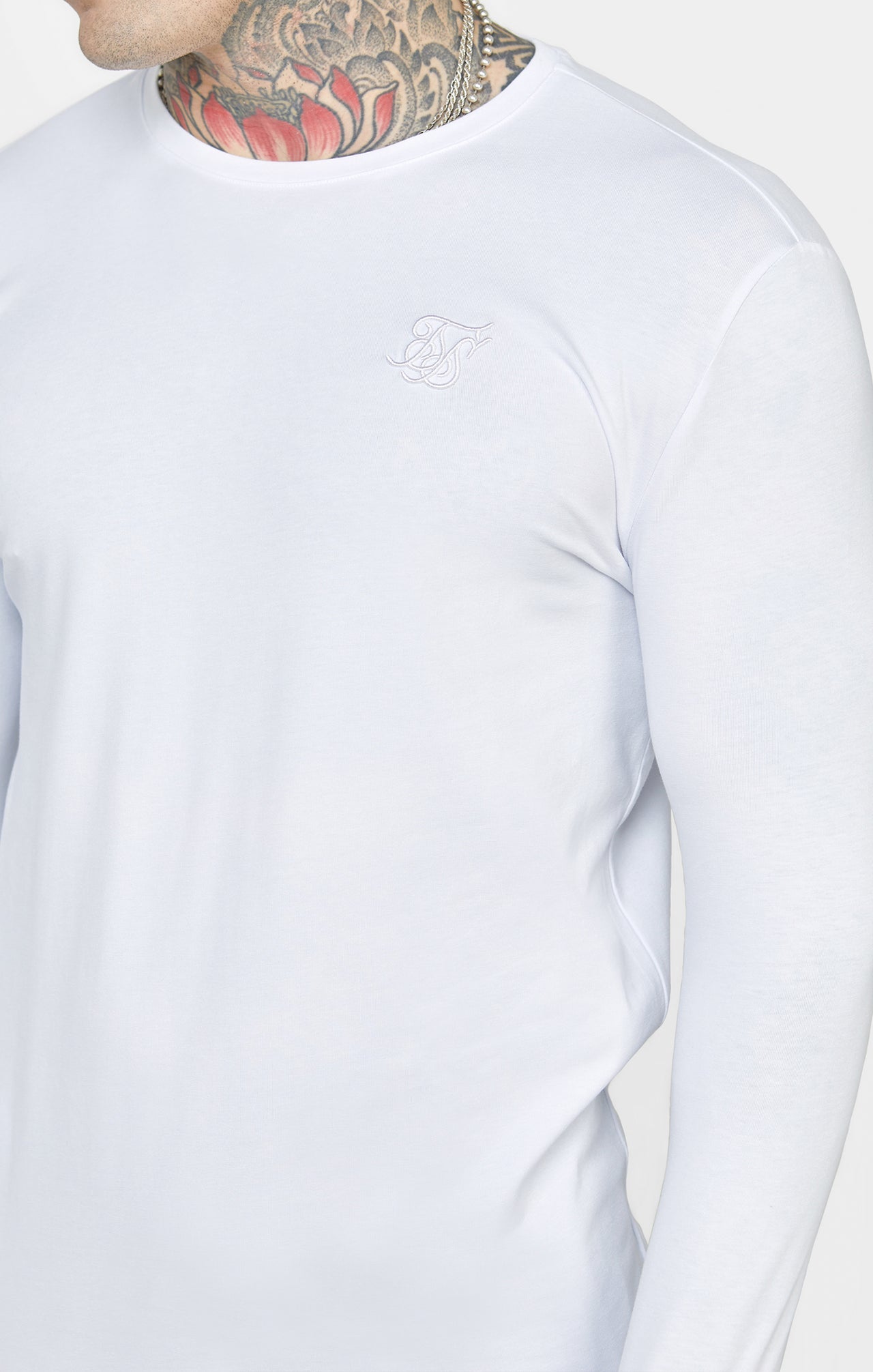 White Long Sleeve Muscle Fit T-Shirt (1)