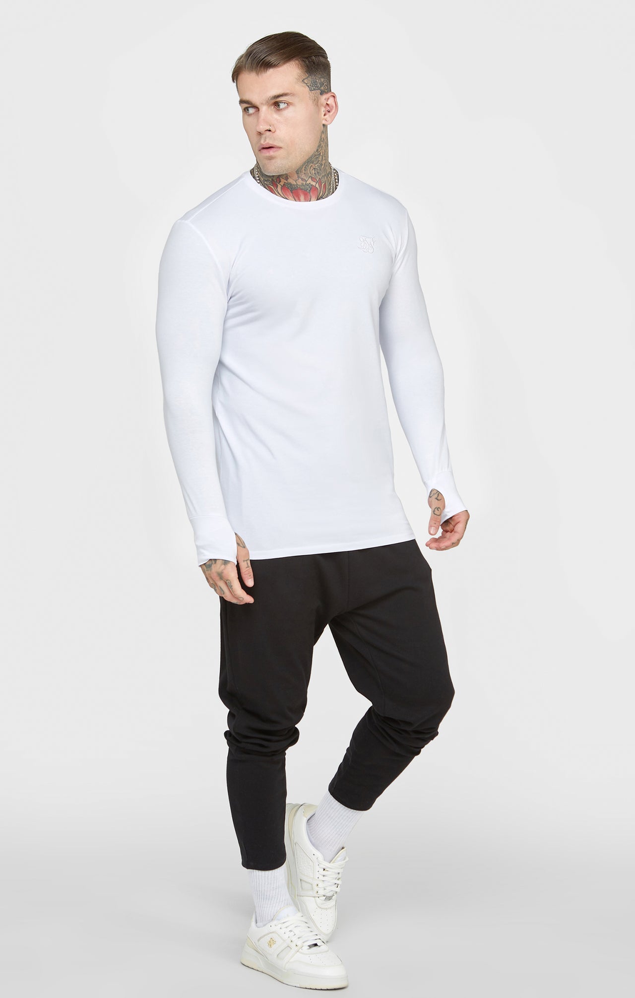 White Long Sleeve Muscle Fit T-Shirt (3)