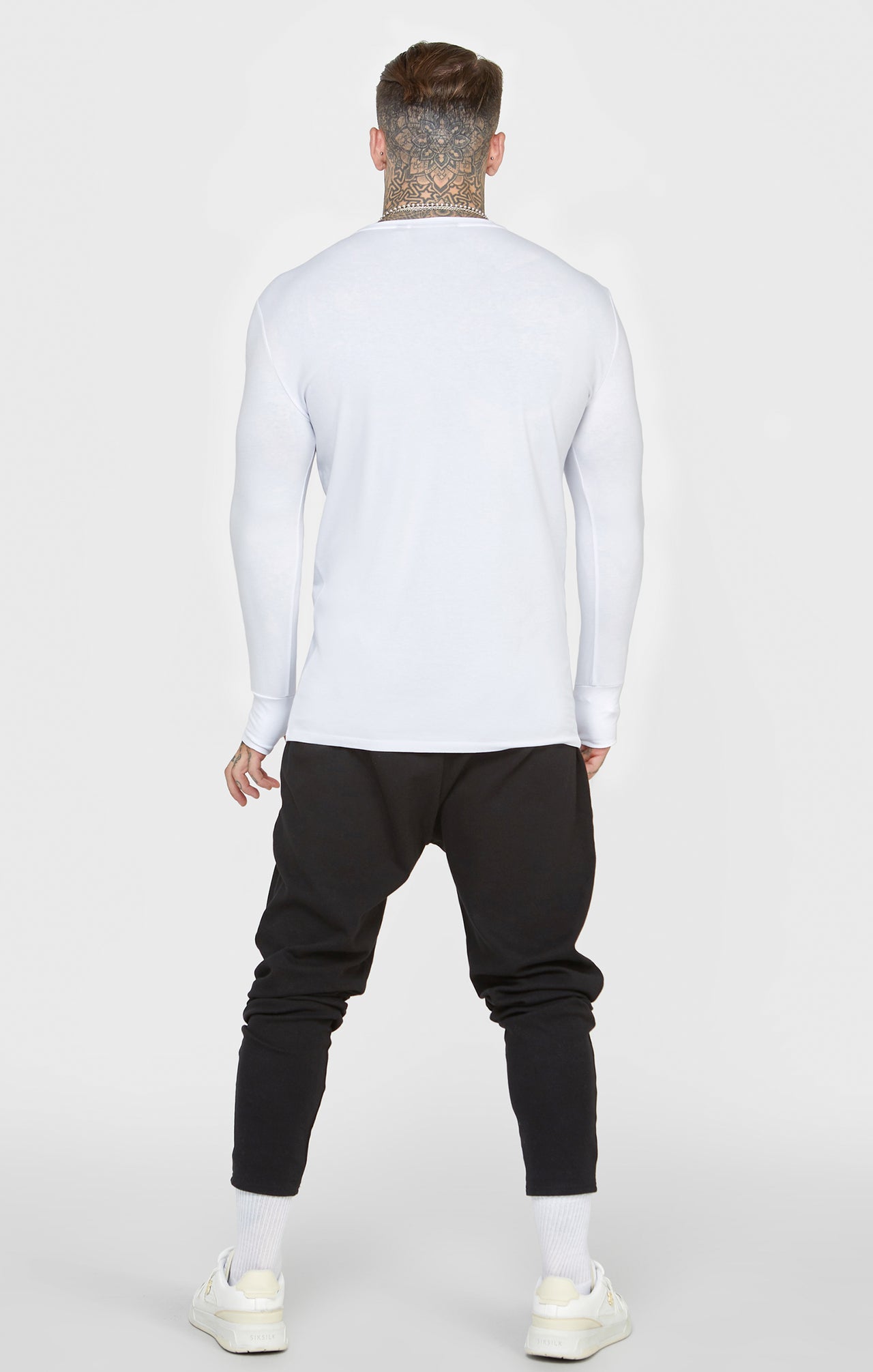 White Long Sleeve Muscle Fit T-Shirt (4)