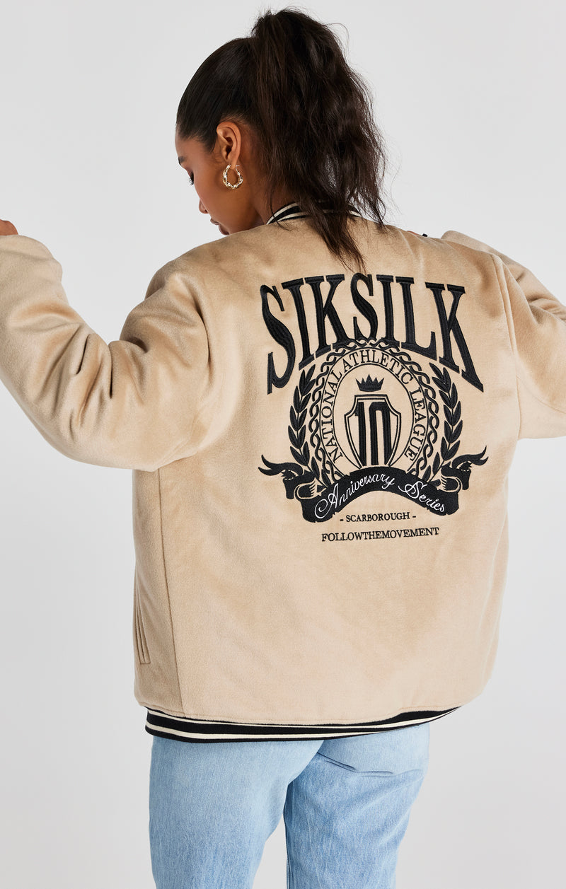 SikSilk Men's Ecru Anniversary Varsity Jacket
