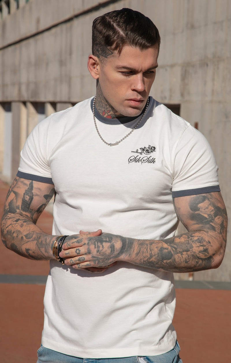 Ecru Short Sleeve Box Fit Ringer T-Shirt