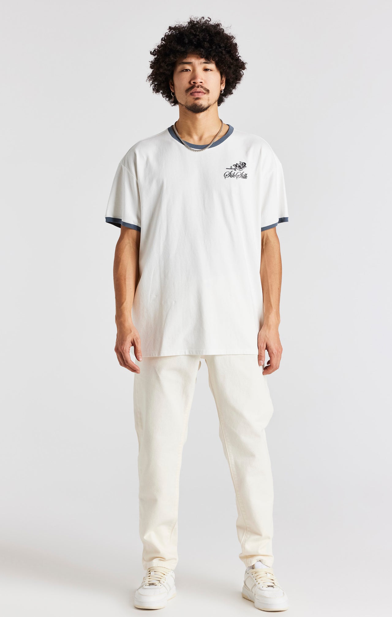 Ecru Short Sleeve Box Fit Ringer T-Shirt (3)