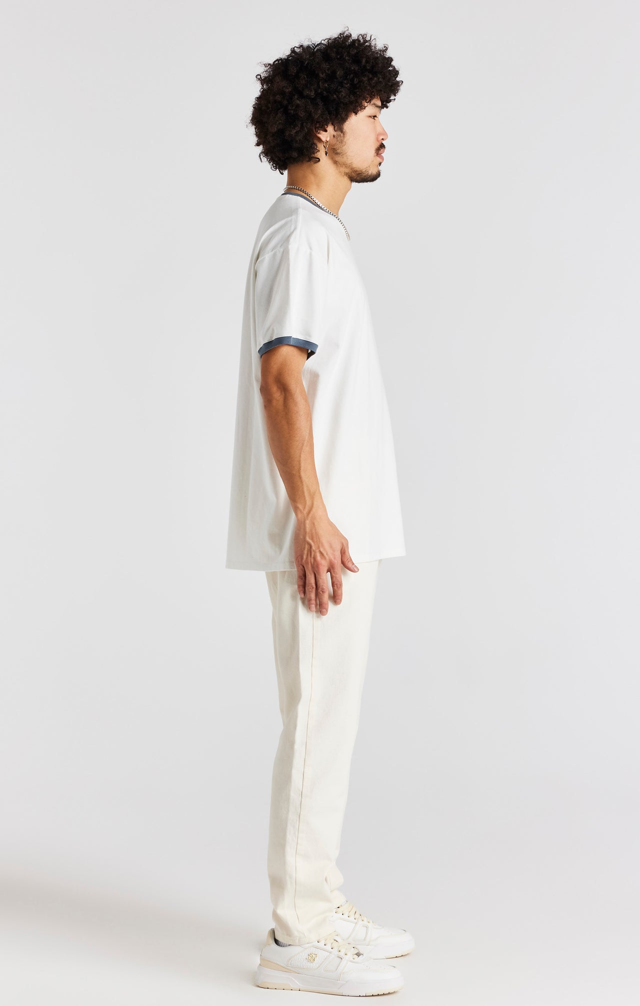 Ecru Short Sleeve Box Fit Ringer T-Shirt (4)