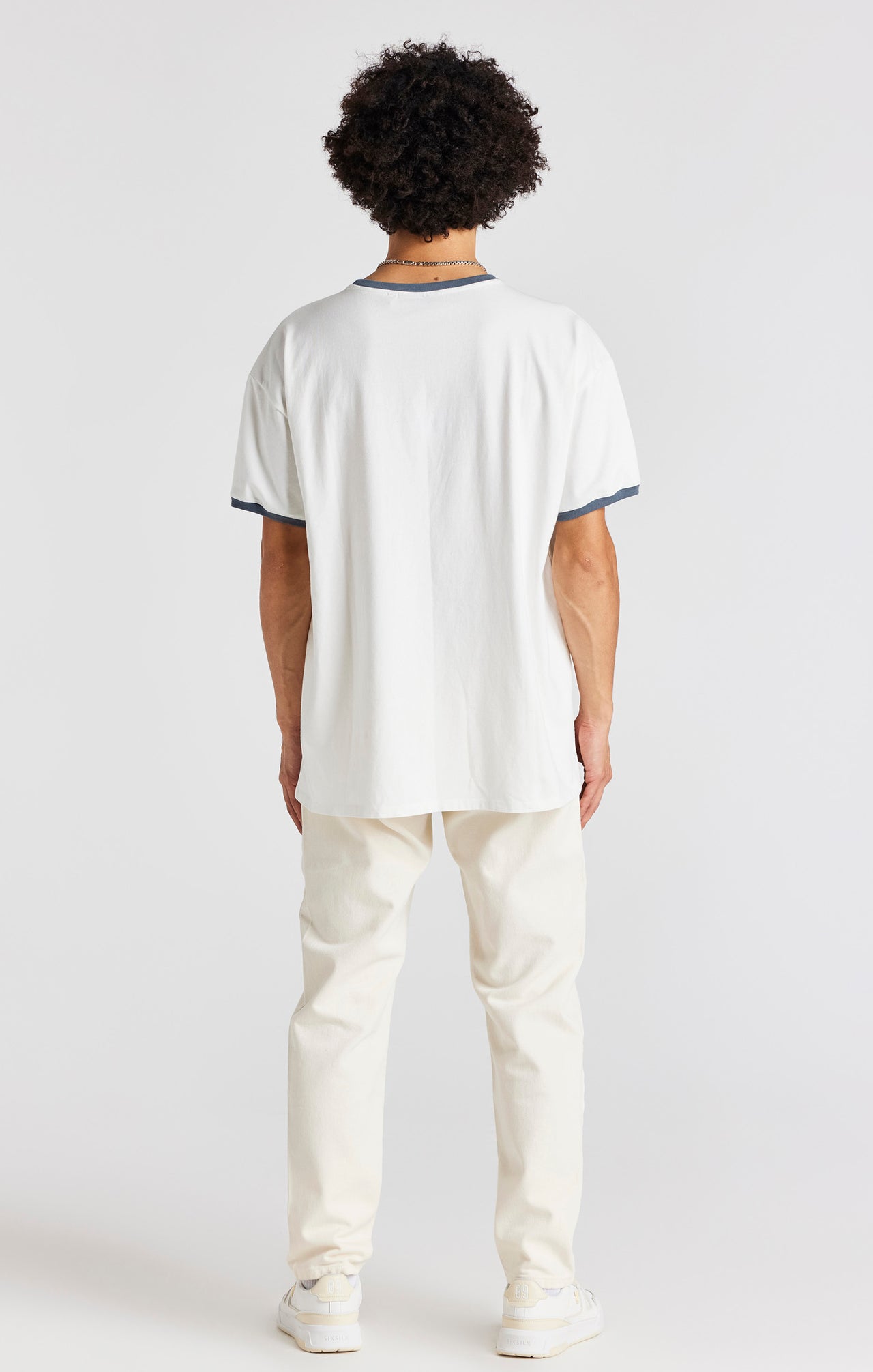 Ecru Short Sleeve Box Fit Ringer T-Shirt (5)
