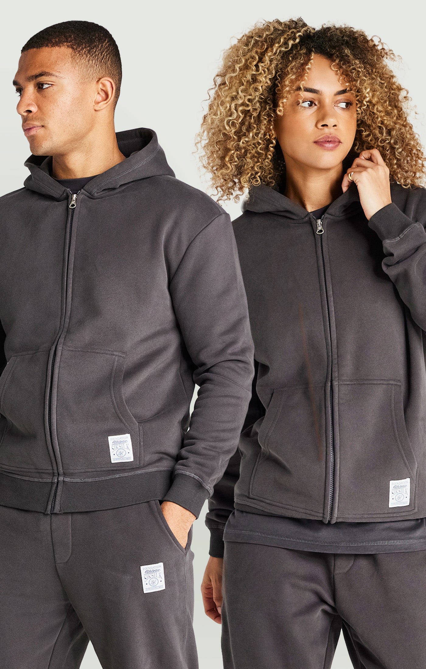 Load image into Gallery viewer, Black Foundation Zip Through Hoodie (1)