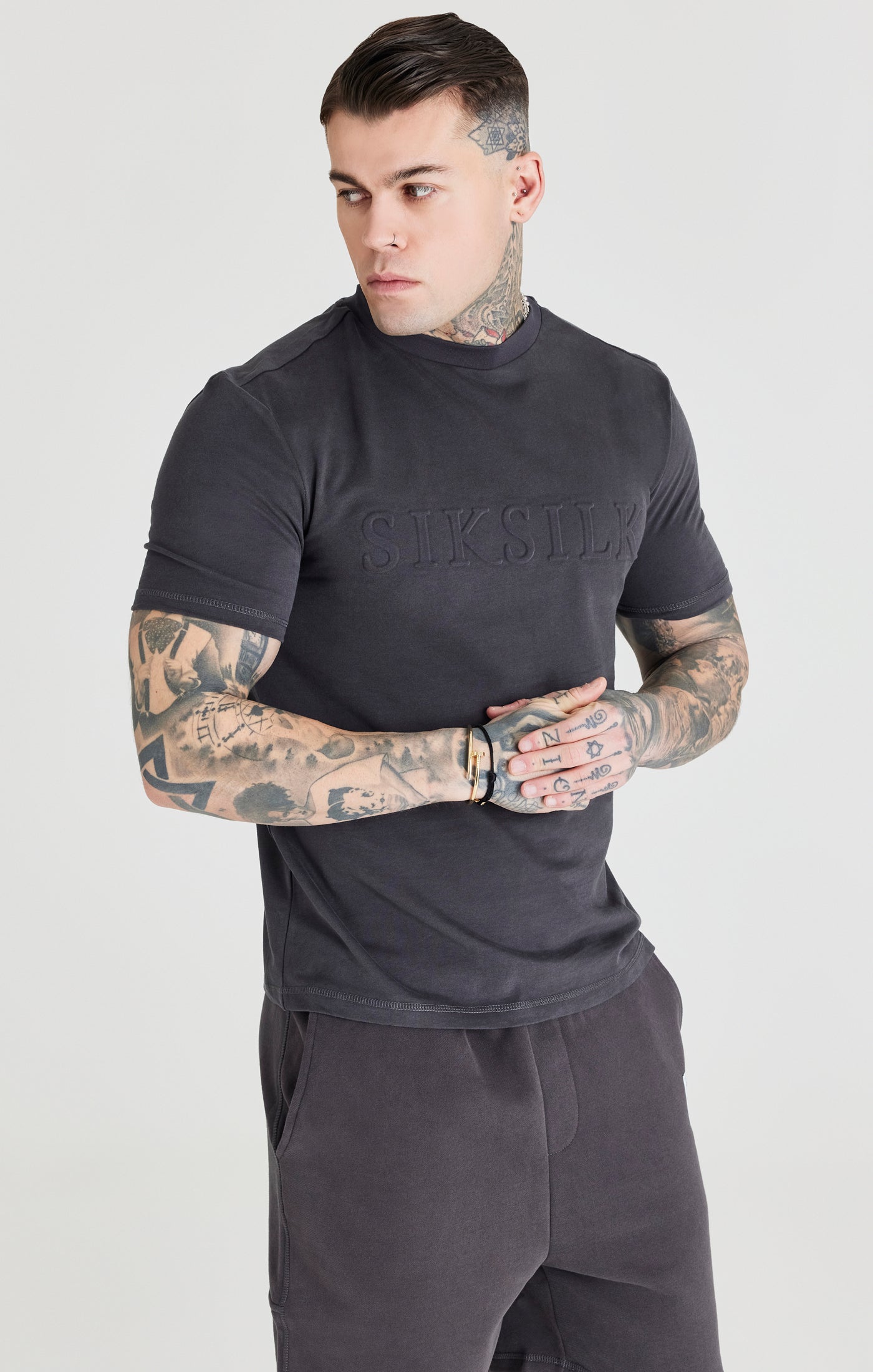 Load image into Gallery viewer, Black Embossed Relaxed Fit T-Shirt