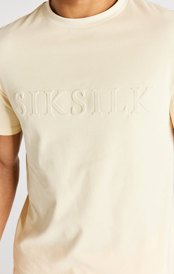 Ecru Embossed Relaxed Fit T-Shirt