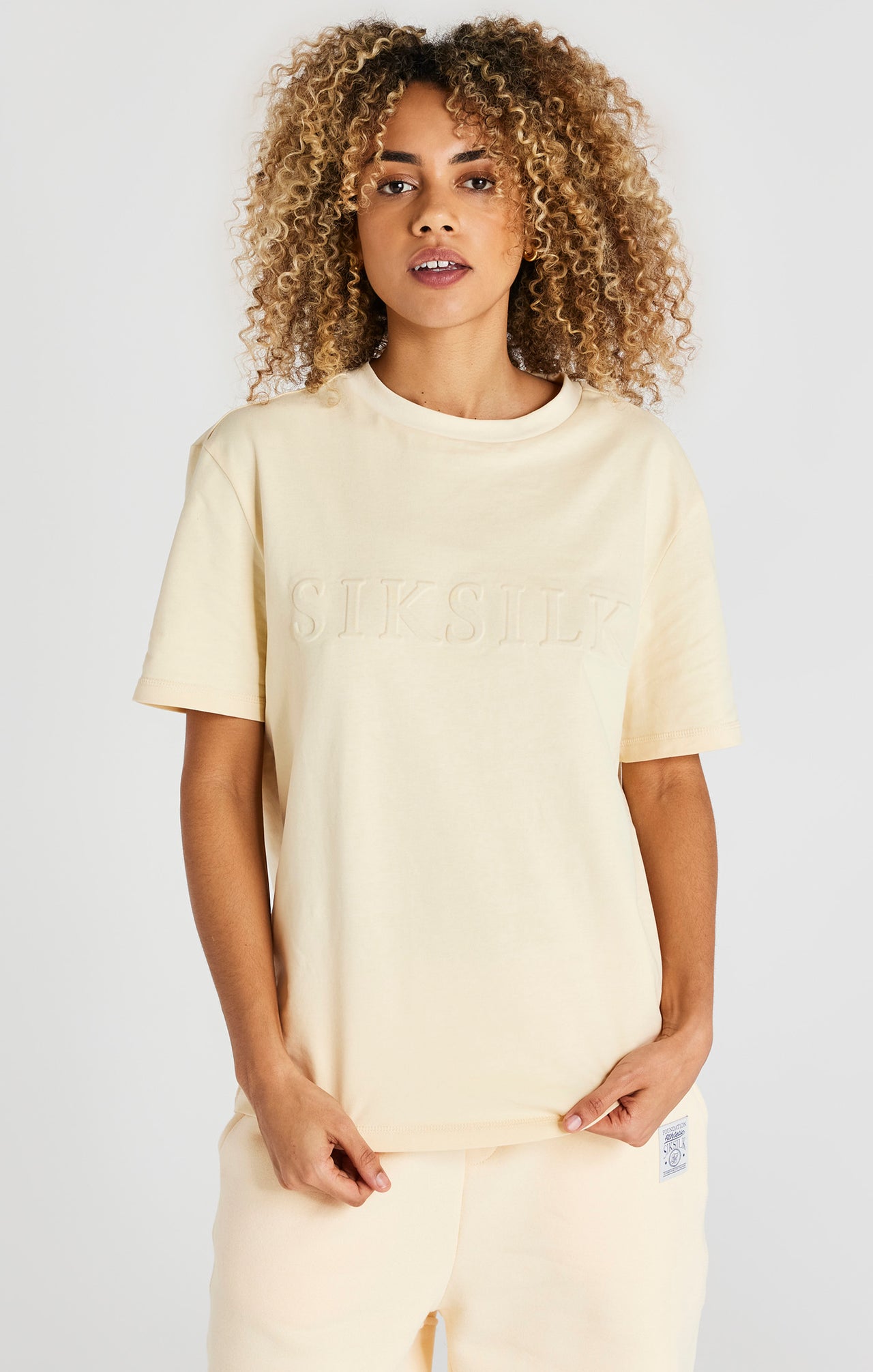 Ecru Embossed Relaxed Fit T-Shirt (1)