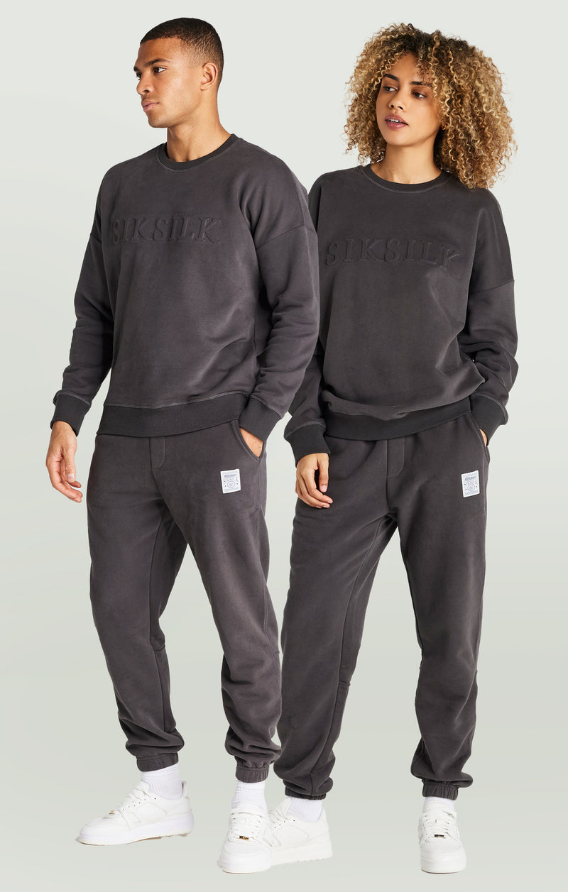 Black Embossed Crew Sweatshirt