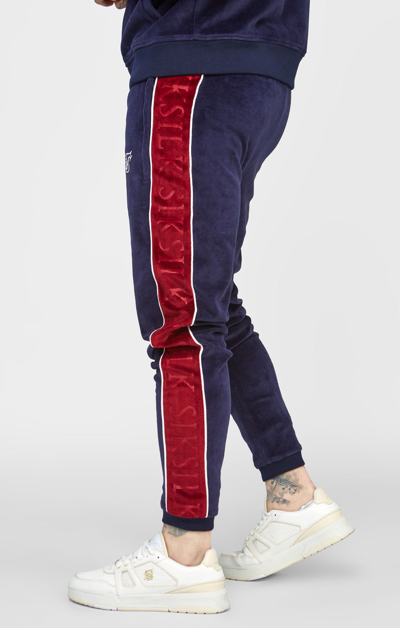 Navy Velour Track Pant (1)