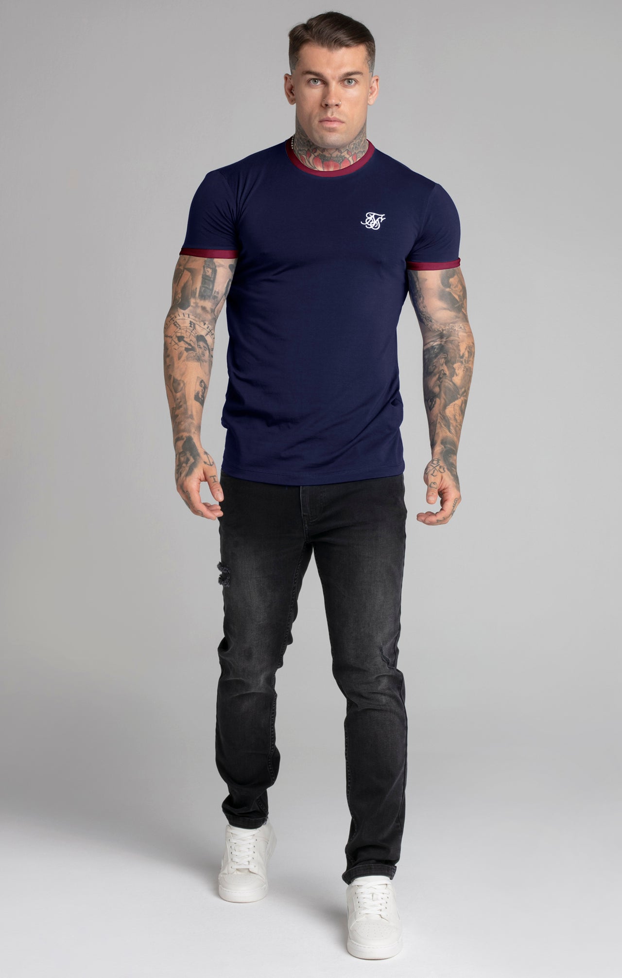 Navy Short Sleeve Ringer T-Shirt (2)