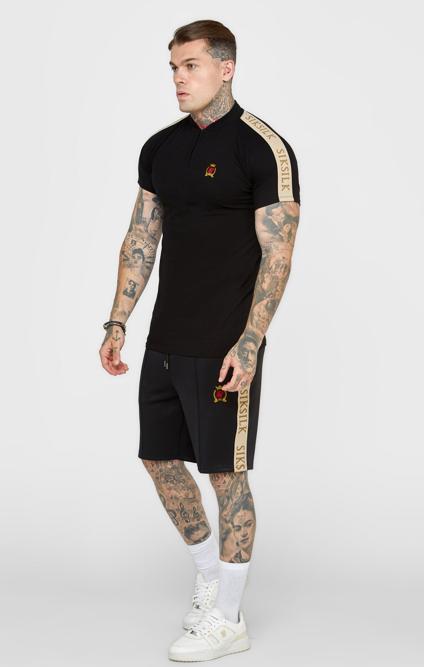 SikSilk Men s Black Crest Short Sleeve Polo SikSilk IE