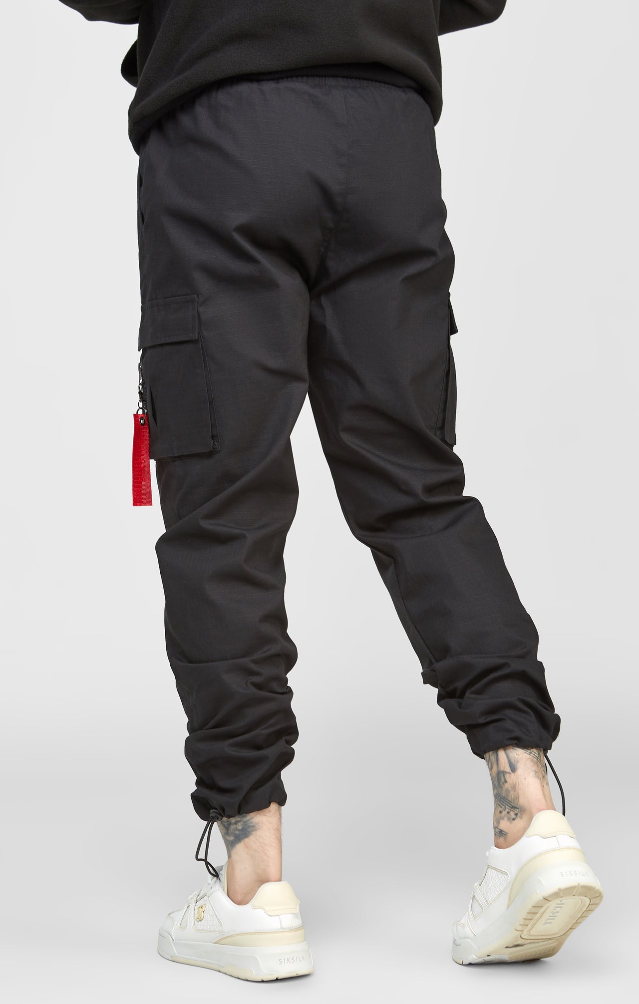 Black Cuffed Relaxed Fit Cargo Pant (3)