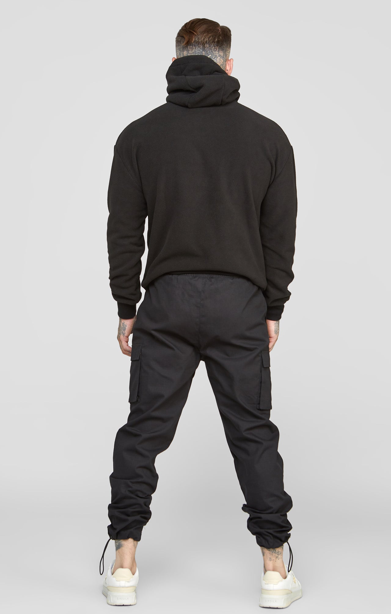 Black Cuffed Relaxed Fit Cargo Pant (4)