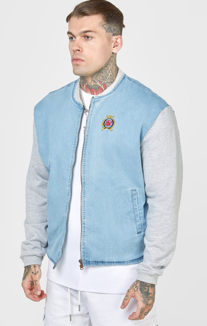Blue Denim Bomber Jacket