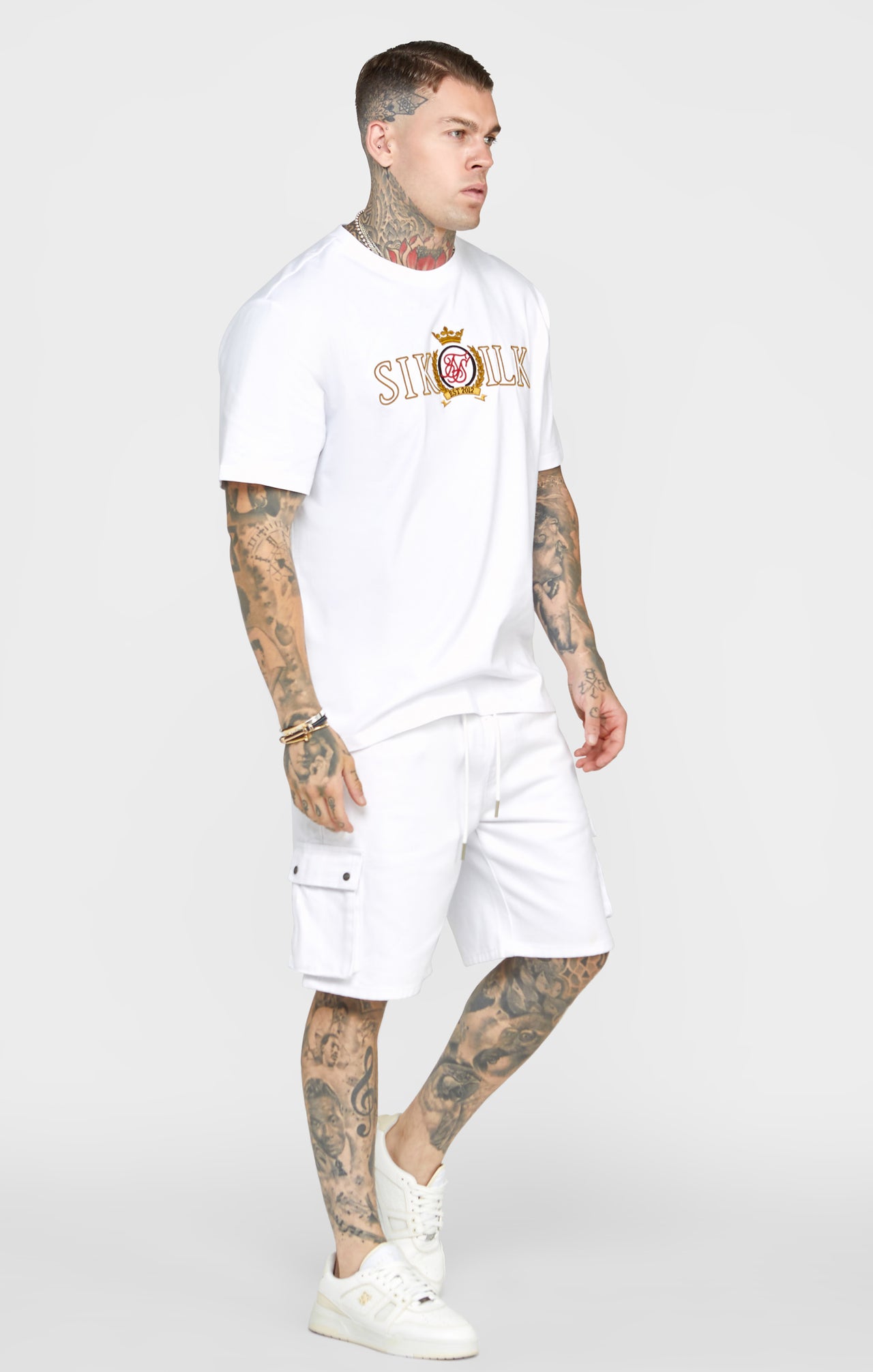 White Oversized Crest T-Shirt (2)