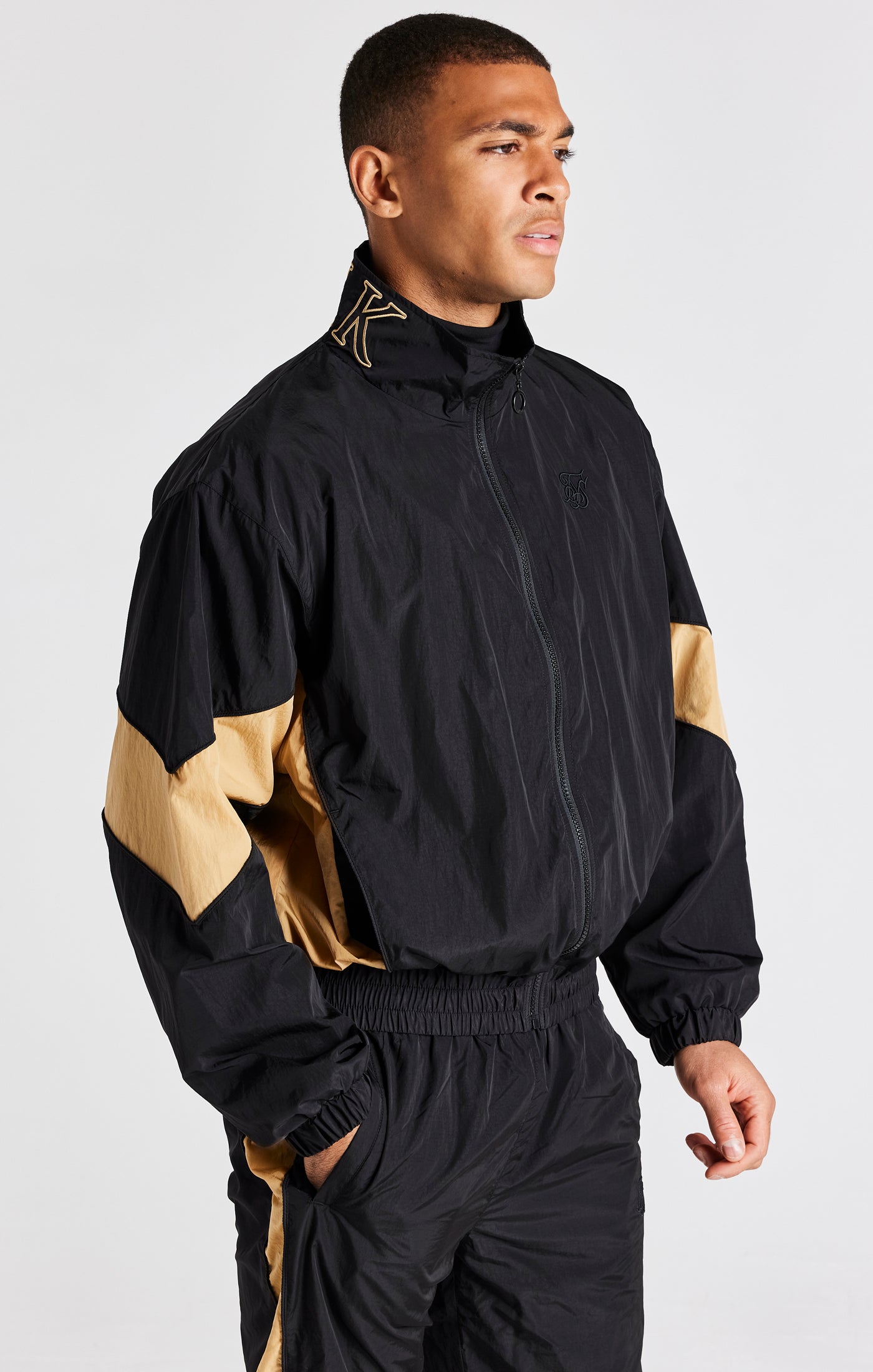 SikSilk Men s Black Panelled Bomber Jacket