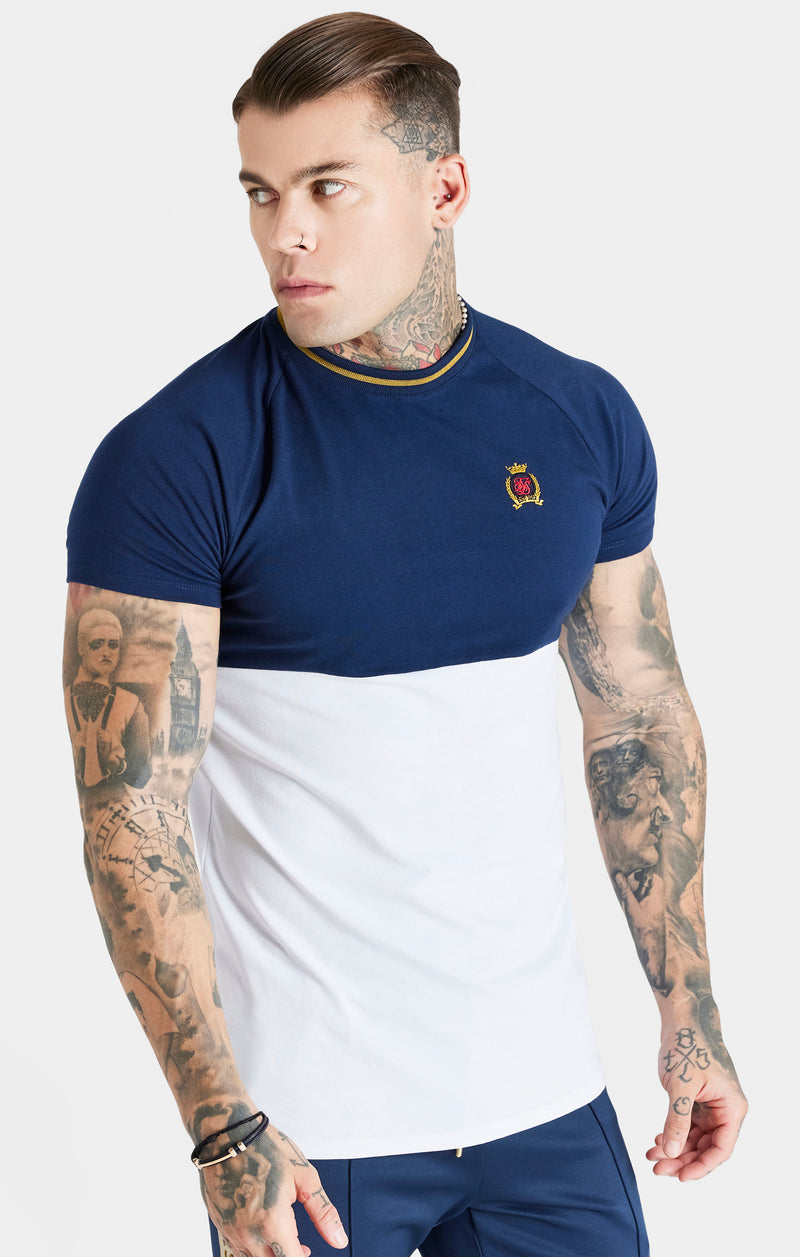 Navy Cut & Sew Muscle Fit T-Shirt