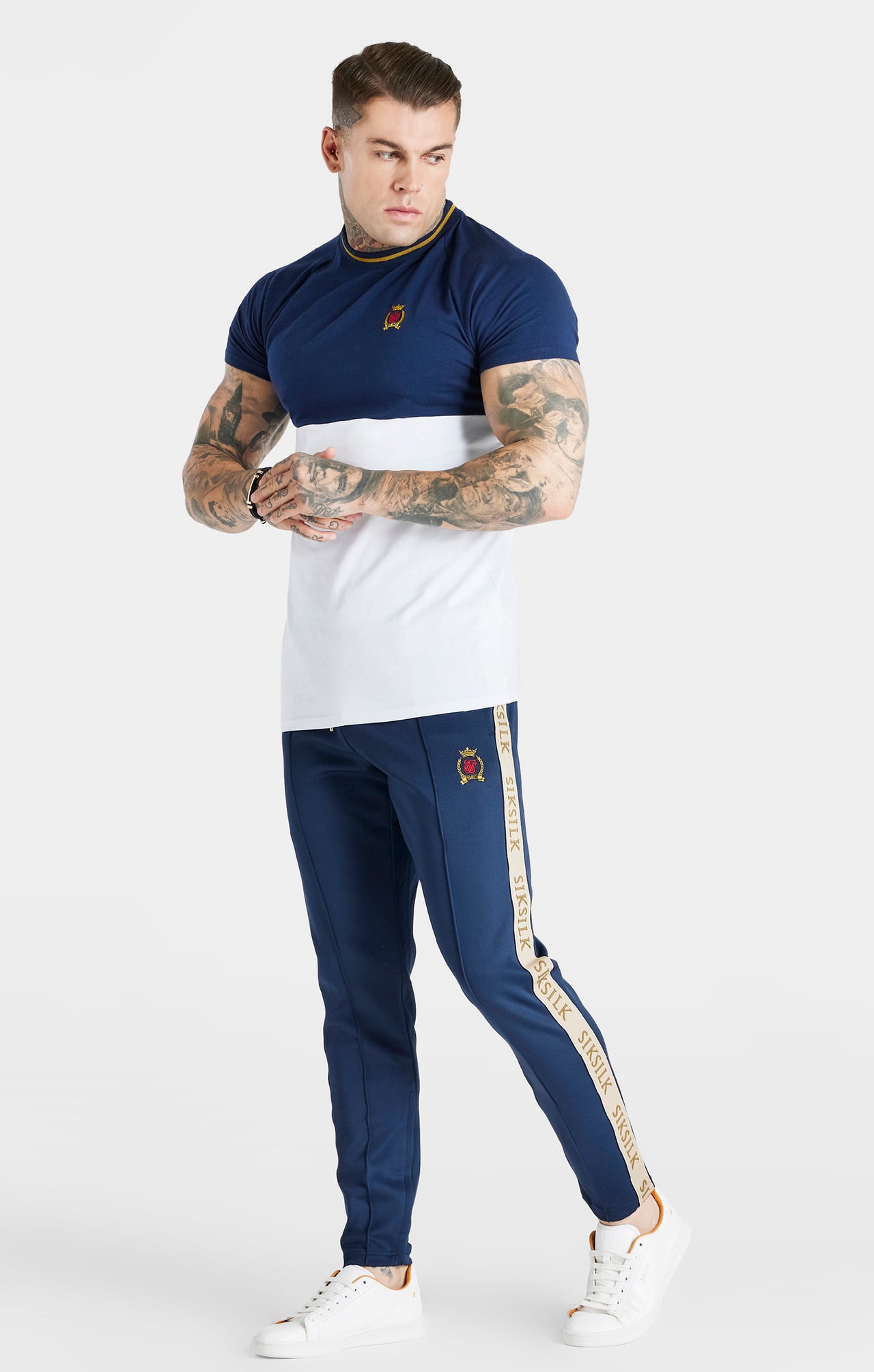 Navy Cut & Sew Muscle Fit T-Shirt (3)