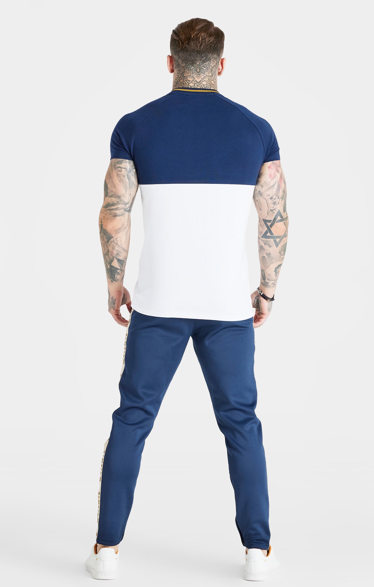 Navy Cut & Sew Muscle Fit T-Shirt (4)