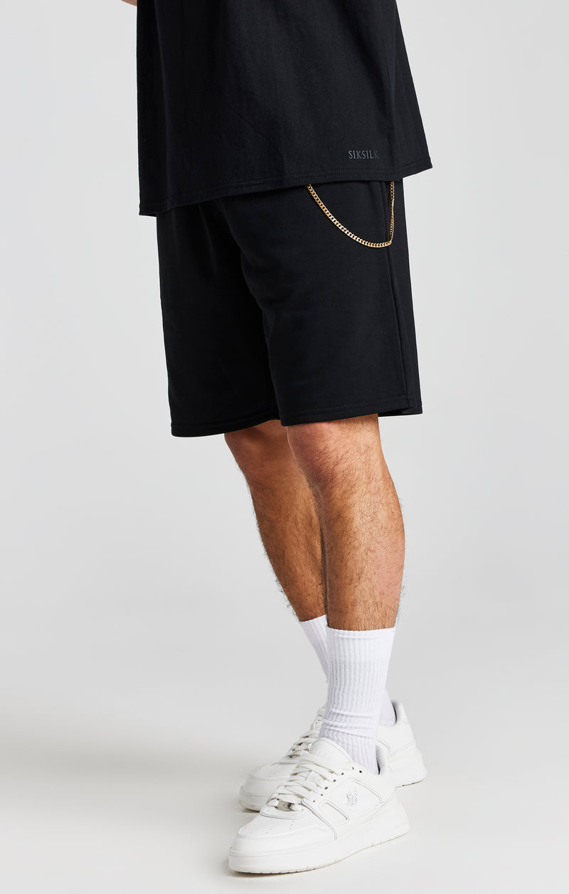 Black Chain Loose Fit Short